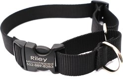 Mimi Green Personalized Nylon Martingale with Black Plastic Buckle Dog Collar, Black, Large