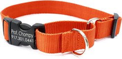 Mimi Green Personalized Nylon Martingale with Black Plastic Buckle Dog Collar, Pumpkin, Large