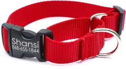Mimi Green Personalized Nylon Martingale with Black Plastic Buckle Dog Collar, Red, Large