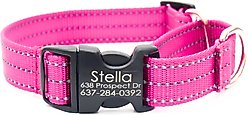 Mimi Green Personalized Nylon Reflective Martingale Dog Collar, Raspberry, Medium/Large: 15 to 18-in neck, 1-in wide