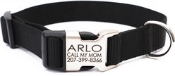 Mimi Green Personalized Nylon with Metal Hybrid Buckle Dog Collar, Black, Large