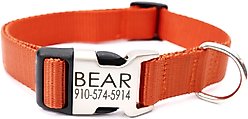 Mimi Green Personalized Nylon with Metal Hybrid Buckle Dog Collar, Pumpkin, Small