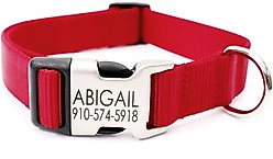 Mimi Green Personalized Nylon with Metal Hybrid Buckle Dog Collar, Red, Large