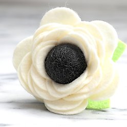 Mimi Green Poppy Flower Dog Collar Accessory, Cream, Small