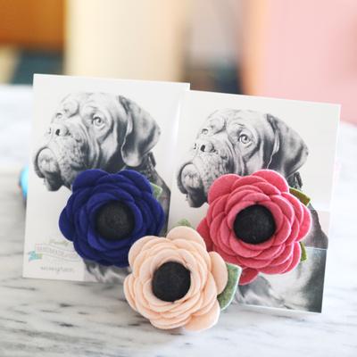 Show full view: Mimi Green Poppy Flower Dog Collar Accessory, Cream, Small slide 5 of 6