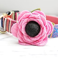 Mimi Green Poppy Flower Dog Collar Accessory, Pixie Pink, Small