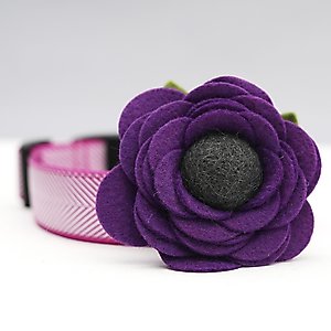 Mimi Green Poppy Flower Dog Collar Accessory, Purple, Medium