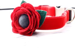 Mimi Green Poppy Flower Dog Collar Accessory, Red, Small