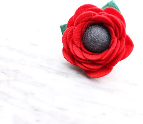 Show full view: Mimi Green Poppy Flower Dog Collar Accessory, Red, Small slide 2 of 6