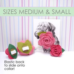 Mimi Green Rose Flower Dog Collar Accessory, Pixie Pink, Medium slide 2 of 2