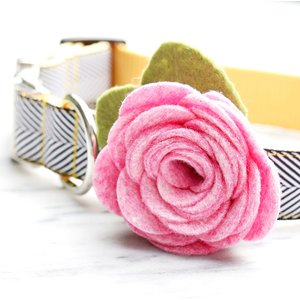 Mimi Green Rose Flower Dog Collar Accessory, Pixie Pink, Small