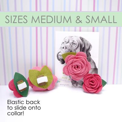 Show full view: Mimi Green Rose Flower Dog Collar Accessory, Pixie Pink, Small slide 2 of 2