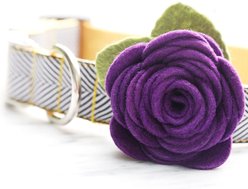 Mimi Green Rose Flower Dog Collar Accessory, Purple, Medium