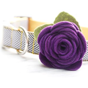 Mimi Green Rose Flower Dog Collar Accessory, Purple, Medium
