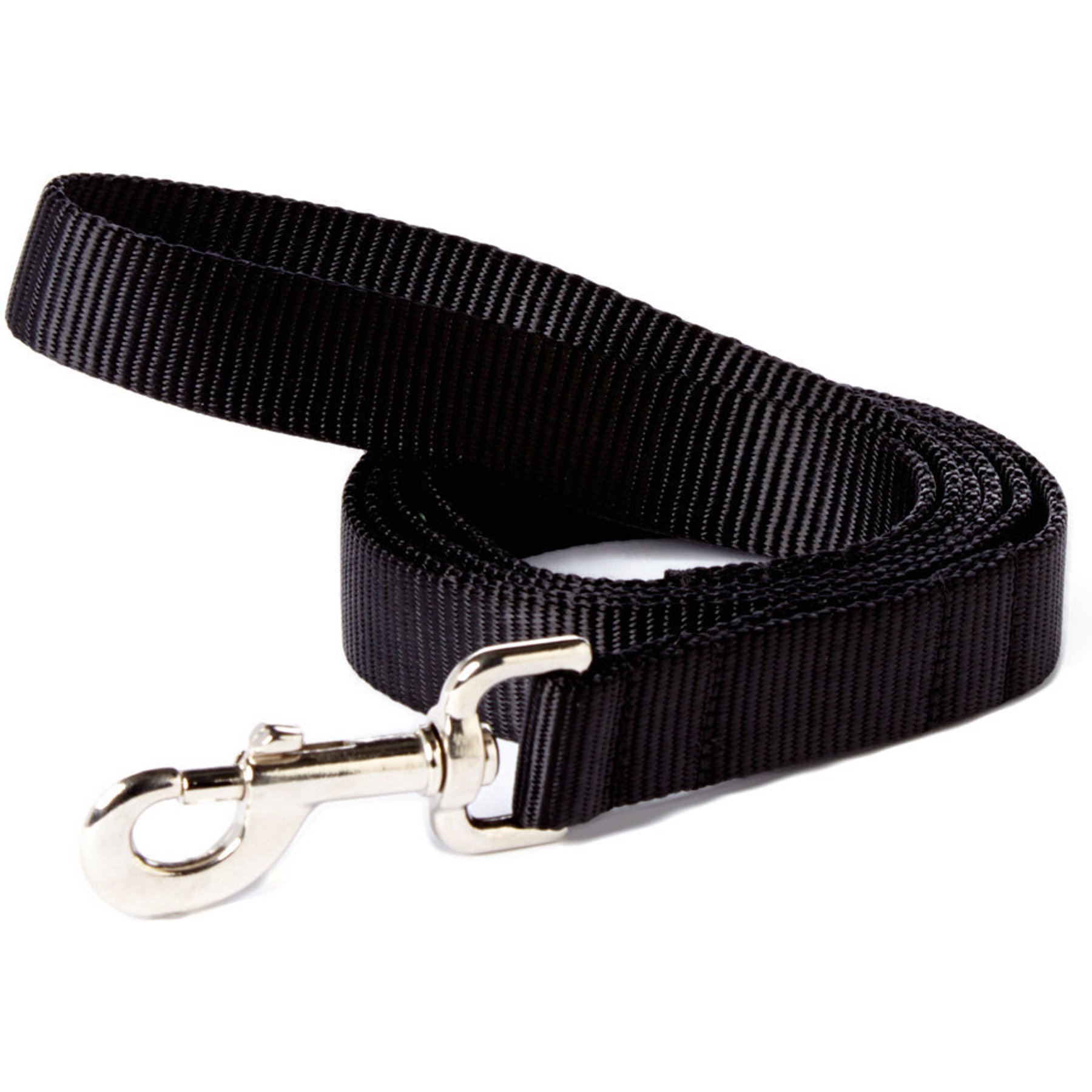 Mimi Green Shiny Silver Clip Nylon Standard Dog Leash, Black, 5-ft long, 5/8-in wide