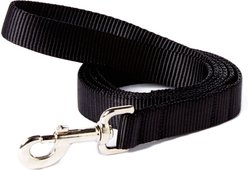 Mimi Green Shiny Silver Clip Nylon Standard Dog Leash, Black, 6-ft long, 1-in wide