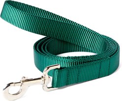 Mimi Green Shiny Silver Clip Nylon Standard Dog Leash, Forest Green, 6-ft long, 1-in wide
