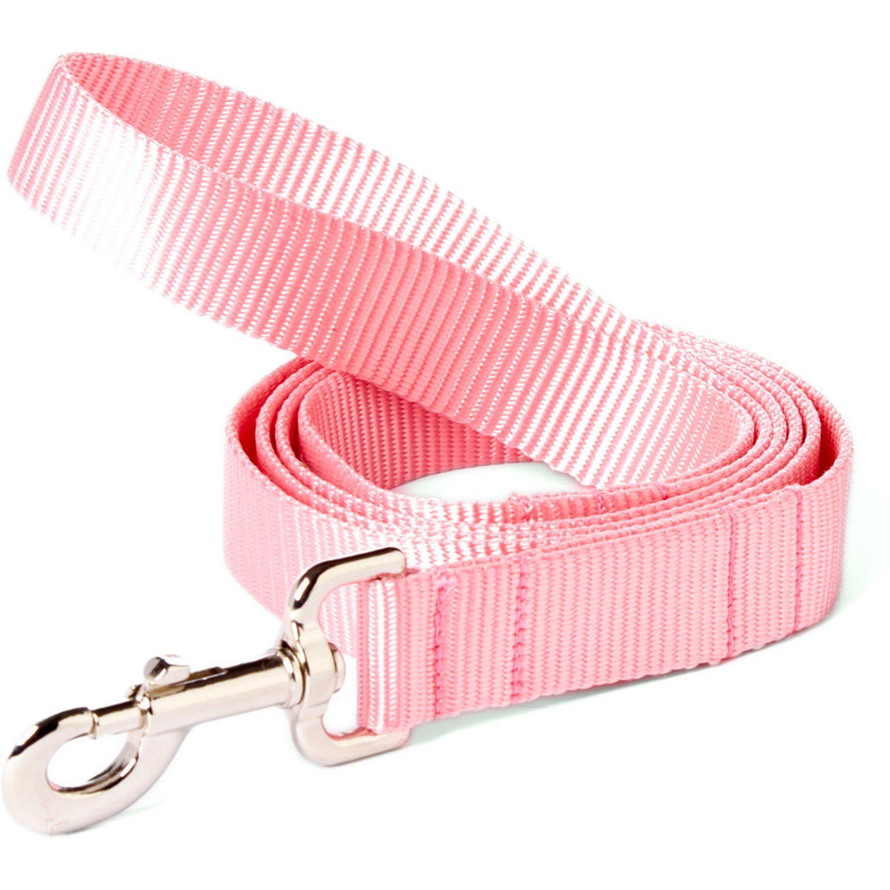 Mimi Green Shiny Silver Clip Nylon Standard Dog Leash, Pink, 6-ft long, 1-in wide