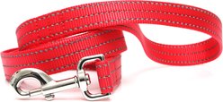 Mimi Green Shiny Silver Clip Reflective Standard Nylon Dog Leash, Red, 6-ft long, 1-in wide