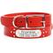 Show in main carousel: Mimi Green Studded Leather Dog Collar with Personalized Riveted Nameplate, Red, Large slide 1 of 5