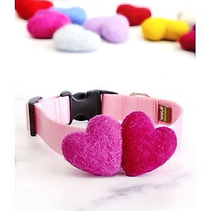 Mimi Green Valentine Dog & Cat Collar Heart Accessory, Small, Pink