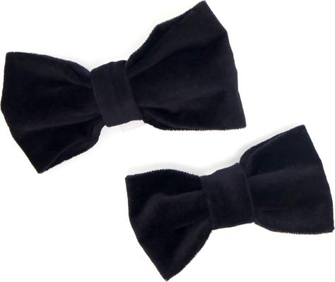 Show full view: Mimi Green Velveteen Bow Tie Dog Collar Accessory, Black, Medium slide 4 of 8
