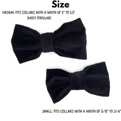 Show full view: Mimi Green Velveteen Bow Tie Dog Collar Accessory, White, Medium slide 5 of 7