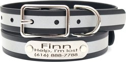 Mimi Green Waterproof Reflective with Riveted Name Plate Dog Collar, Black, Large 1"