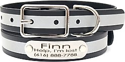 Mimi Green Waterproof Reflective with Riveted Name Plate Dog Collar, Black, Large 3/4"