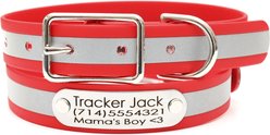 Mimi Green Waterproof Reflective with Riveted Name Plate Dog Collar, Red, Large 1"