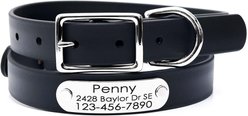 Mimi Green Waterproof with Riveted Name Plate Dog Collar, Black, Medium 3/4"