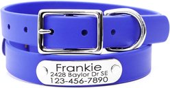 Mimi Green Waterproof with Riveted Name Plate Dog Collar, Cobalt Blue, Medium 1"