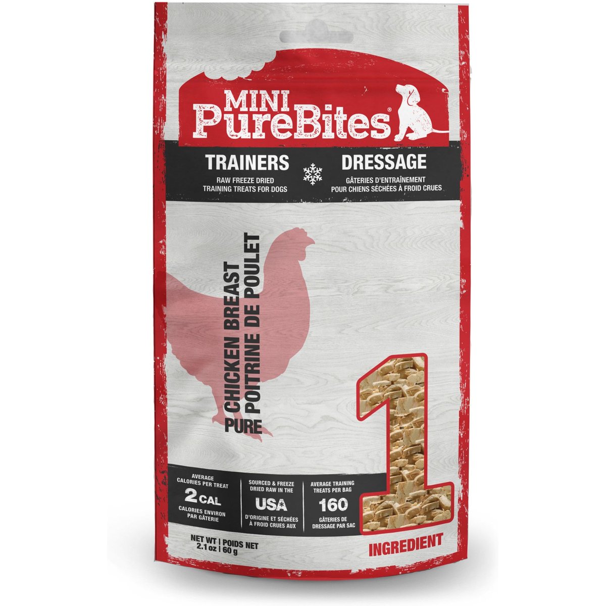Mini-PureBites Trainers Chicken Breast Freeze-Dried Raw Dog Treats, 2.1-oz bag