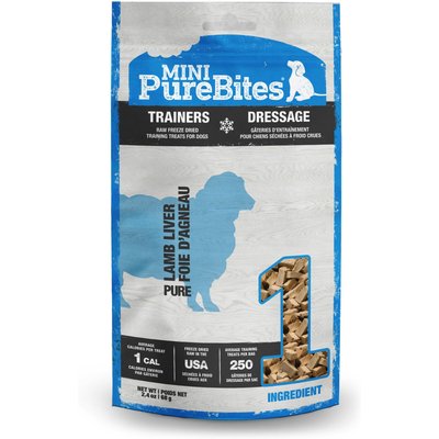 PureBites Mini-PureBites Trainers Lamb Liver Freeze-Dried Raw Dog Treats, 2.4-oz bag