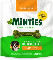 Minties Mint Flavored Dental Large Dog Treats, 20 count