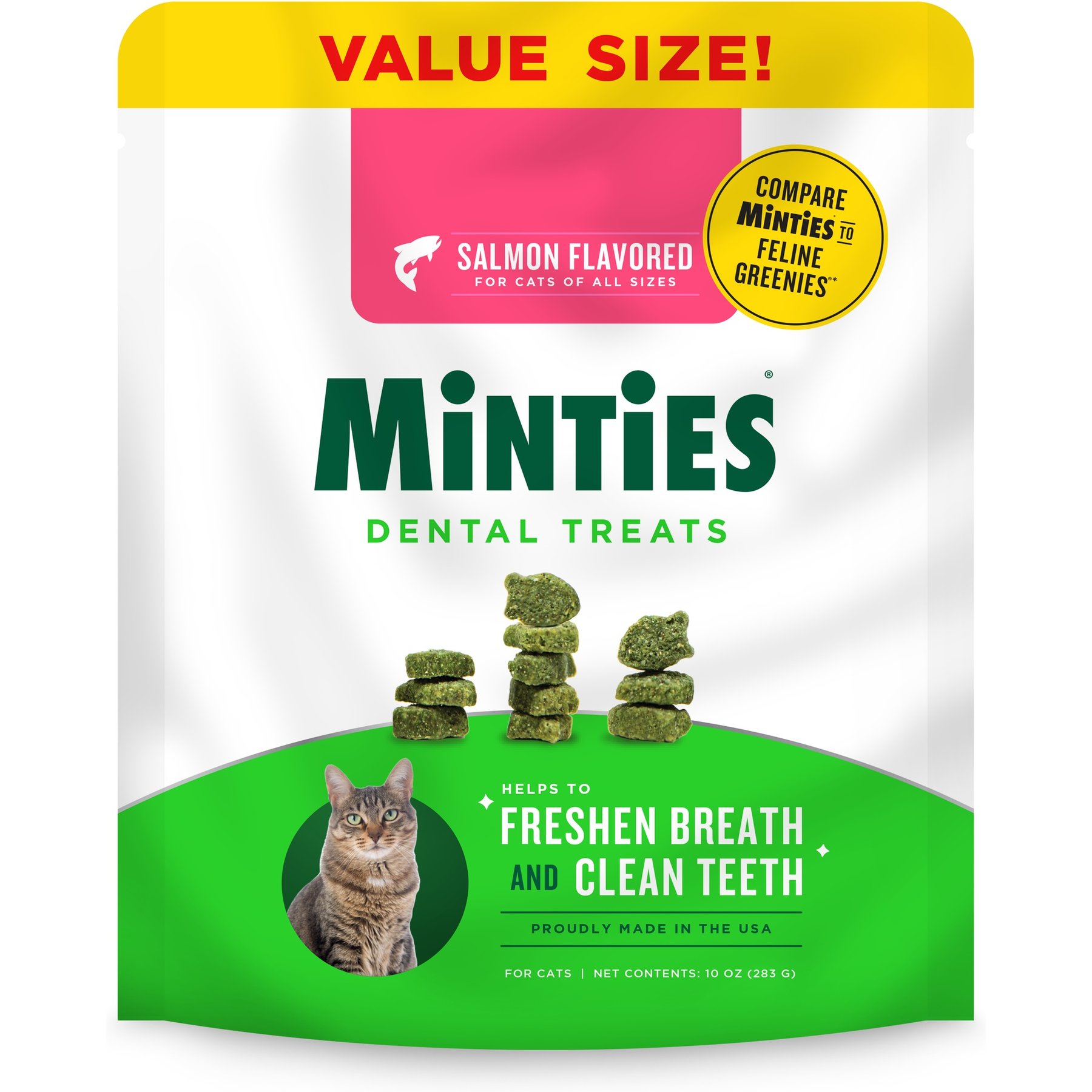 Minties Salmon Flavored Cat Dental Treats, 10-oz bag