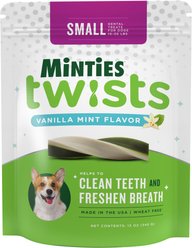 Minties Twists Small Vanilla Mint Dental Dog Treats, 12-oz bag, count varies