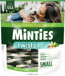 Minties Twists Small Vanilla Mint Dental Dog Treats, 24-oz bag, count Varies