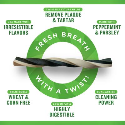 Show full view: Minties Twists Small Vanilla Mint Dental Dog Treats, 24-oz bag, count Varies slide 5 of 8