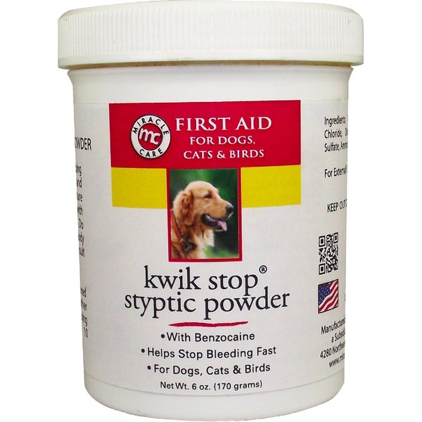 MIRACLE CARE Kwik-Stop Styptic Powder for Dogs, Cats & Birds, 6-oz tub ...