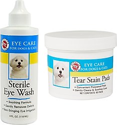 Miracle Care Sterile Eye Wash, 4-fl oz bottle + Eye Clear Cleaning Pads for Dogs & Cats, 90 count