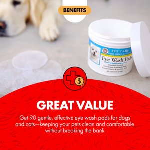 Miracle Care Sterile Eye Wash Pads for Dogs & Cats, 90 count