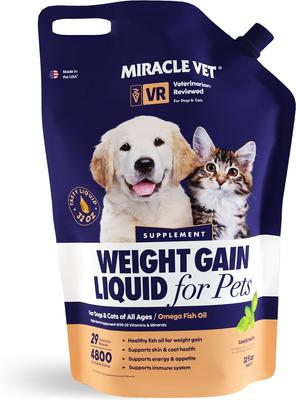 Show full view: Miracle Vet High Calorie Weight Gain Liquid Supplement for Dogs & Cats, 32-oz pouch slide 1 of 11