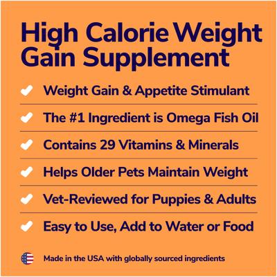 Show full view: Miracle Vet High Calorie Weight Gain Liquid Supplement for Dogs & Cats, 32-oz pouch slide 4 of 11