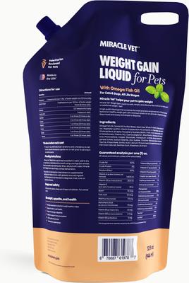 Show full view: Miracle Vet High Calorie Weight Gain Liquid Supplement for Dogs & Cats, 32-oz pouch slide 3 of 11