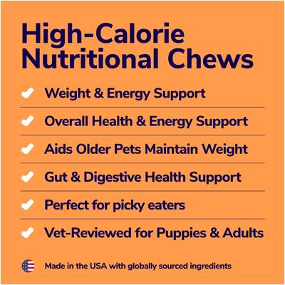 Show full view: Miracle Vet High Calorie Weight Gain Chews 3-in-1 Soft Chew Supplement for Dogs, 8-oz bag slide 3 of 9