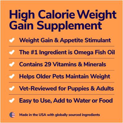 Show full view: Miracle Vet High Calorie Weight Gain Liquid Supplement for Dogs & Cats, 16-oz pouch slide 4 of 11