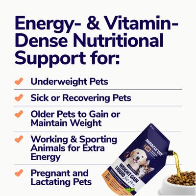 Show full view: Miracle Vet High Calorie Weight Gain Liquid Supplement for Dogs & Cats, 16-oz pouch slide 5 of 11