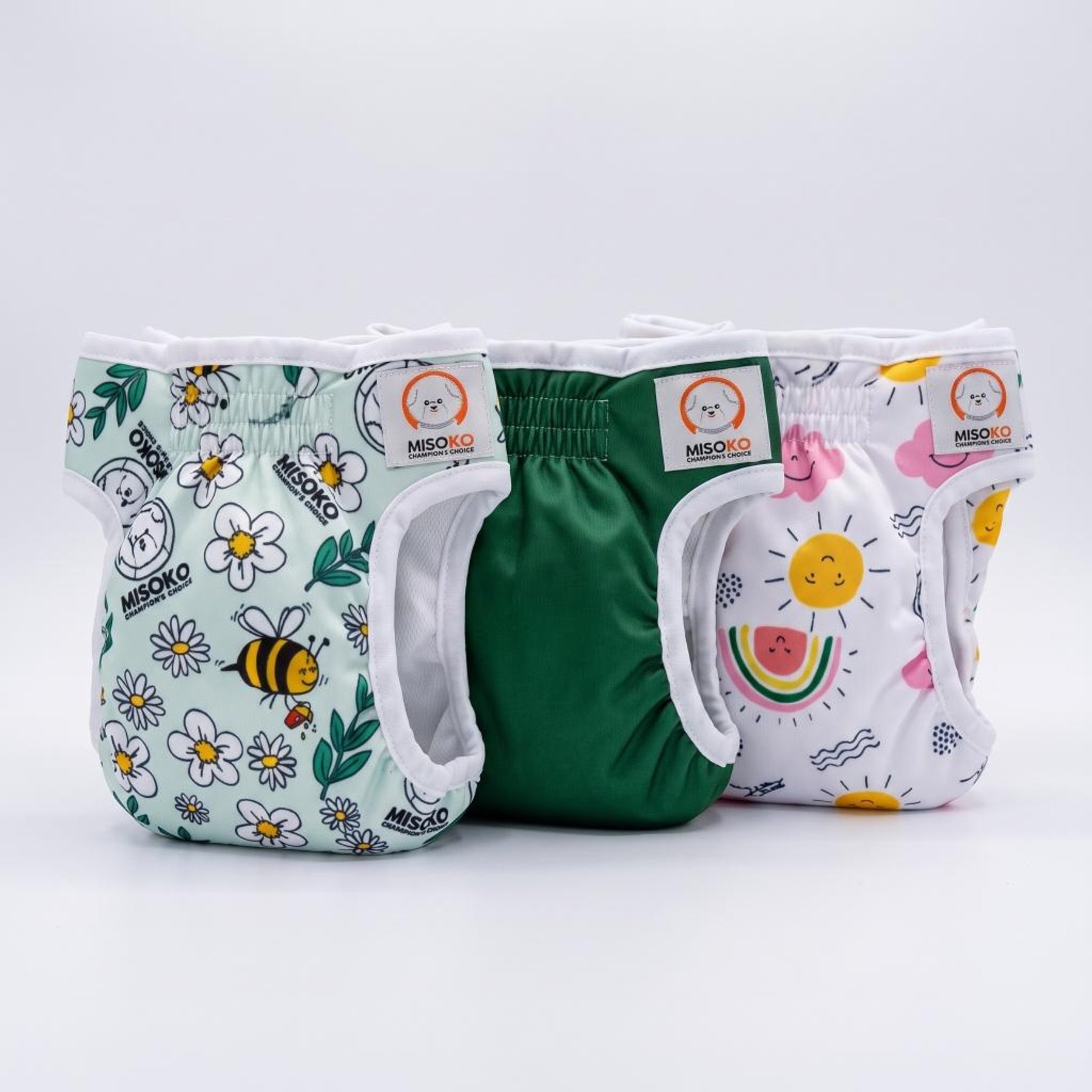 MISOKO Meadow Reusable & Washable Female Dog Diapers, Multicolor, 3 count, Large
