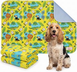 MISOKO Reusable & Washable Dog Pee Pads with Lions, Yellow, 2 count, 27.5 x 31.5-in